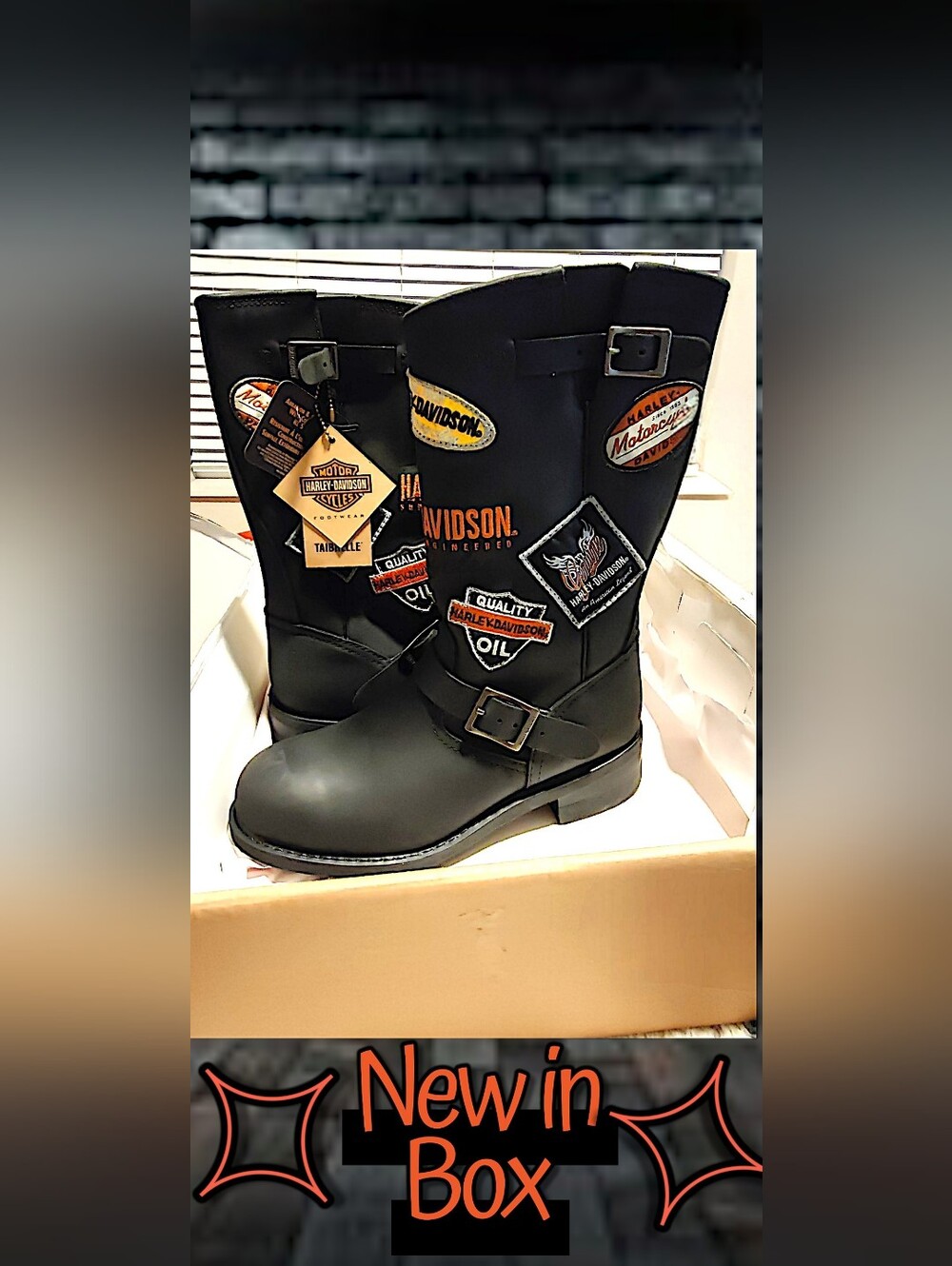 Harley-Davidson Brooklyn Patch Women's Leather Boots Sz 9 SOLD OUT EVERYWHERE!